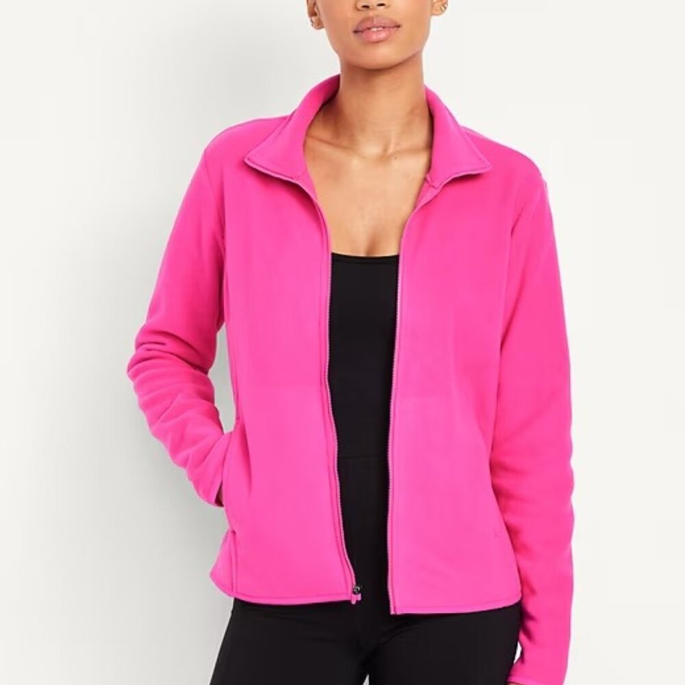 NWT Christopher & Banks  Vibrant Pink Jacket Lightweight Zip Up L